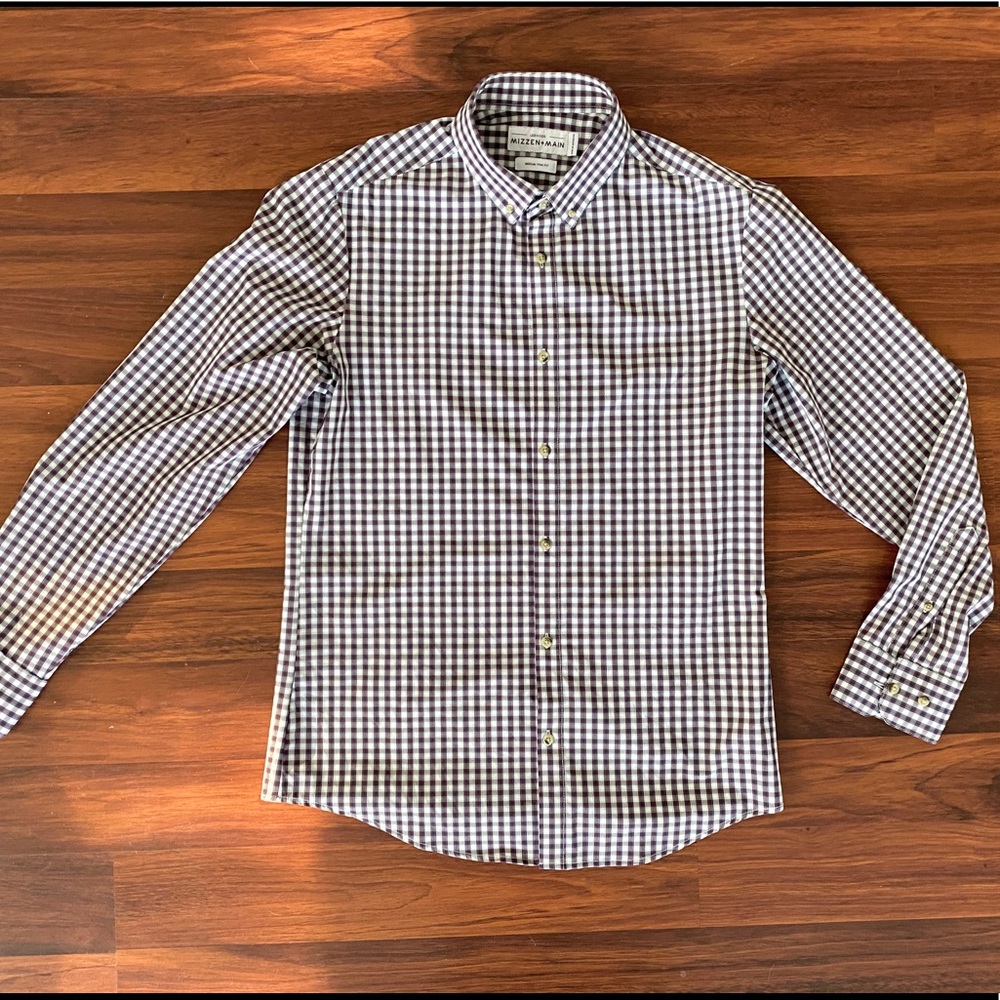 Med Mizzen+Main Leeward Dress Shirt Purple Green